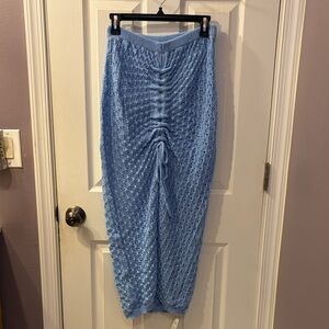 Cupshe Light Blue Crochet Maxi Skirt